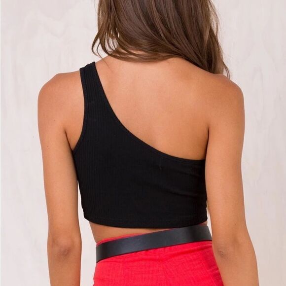 Princess Polly BELLANTE ONE SHOULDER TOP BLACK US 8 - Picture 4 of 6